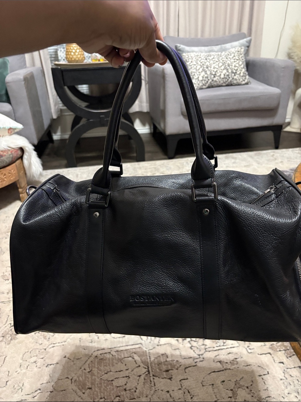 Bostanten Leather Men's Duffle Bag